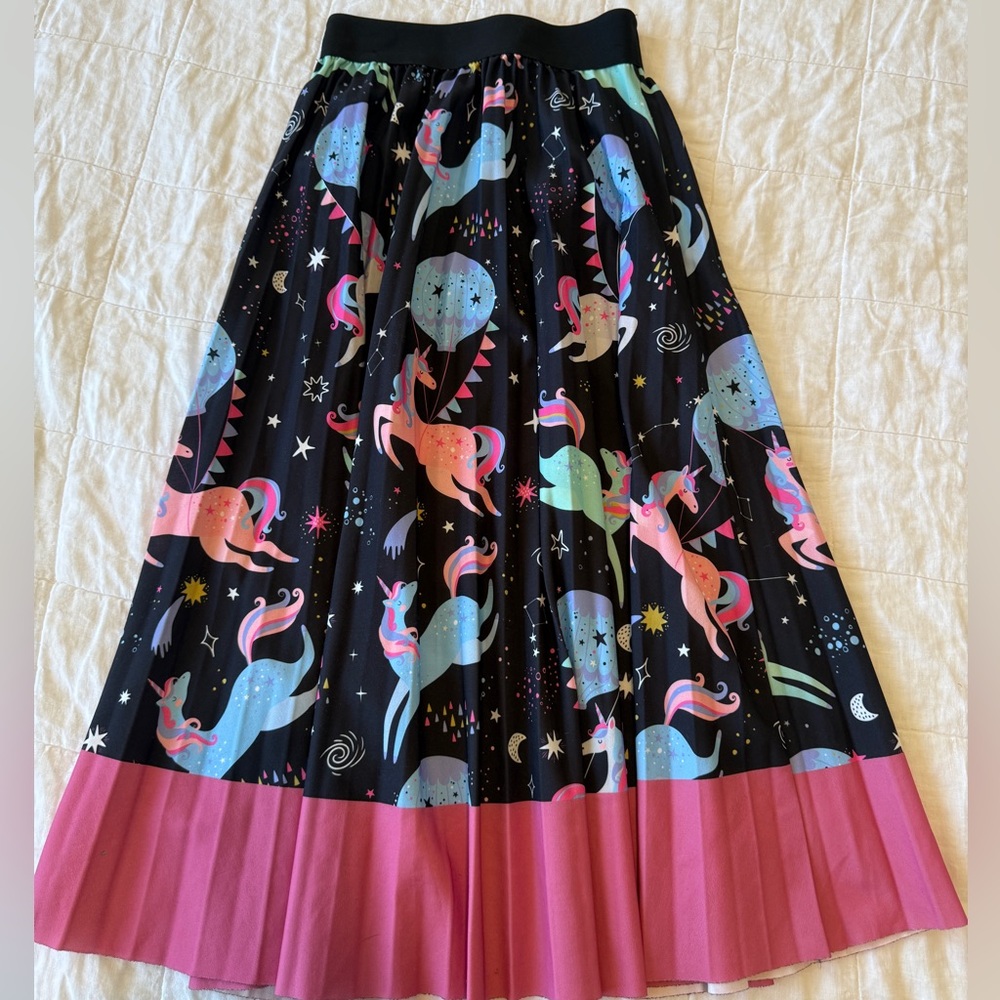 Toms Black and Pink Unicorn A-Line Skirt